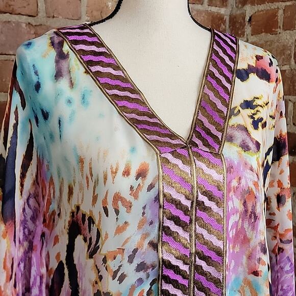 Carla Christoph Houston Custom Kaftan Multicolored Animal Print Dress Medium - Picture 3 of 15